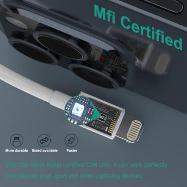 iPhone Charger Cable,3Pack (MFi Certified) Data Sync Charging Cords with 3Pack USB Wall Charger Travel Plug Adapter Compatible with iPhone 14Pro/13 Pro/12/12 Pro Max/11 Pro Max/XS Max/XS/XR/X/8 - Image 3