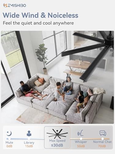 ZMISHIBO 72 Inch Ceiling Fan No Light, Large Black Ceiling Fan with Remote, Quiet DC Motor, and 6 Speeds, Indoor/Outdoor Industrial Ceiling Fans 8 Aluminum Blades for Patio, Garage, Shop, Black - Image 4