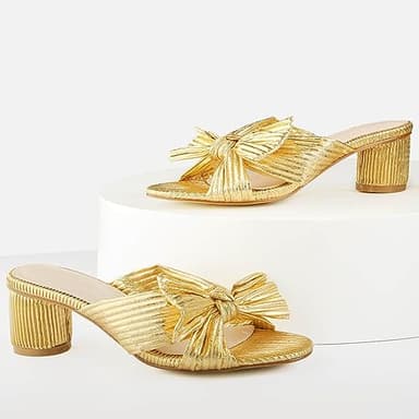 MUCCCUTE Women's Bow Knot Heeled Sandals Ankle Buckle Strap Chunky Heeled Open-toe Comfortable Wedding Party Fashion Heeled - Image 4