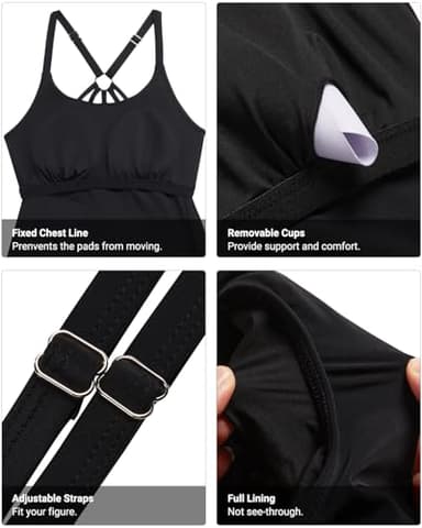 Holipick Womens Tankini Swim Top Only Tankini Bathing Suit Tops No Bottom Black - Image 4