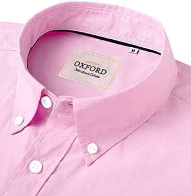 Alimens & Gentle Men's Short Sleeve Oxford Shirt Regular Fit Button Down Collar Shirts with Pocket - Image 4