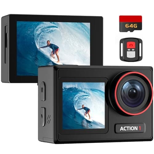 4K 30MP Waterproof Action Camera with 60FPS & Dual Screens, 132FT Underwater Camera with 64GB Card, EIS Stabilization, 5X Zoom, WiFi Remote Control Action Camera Ideal for Sports, Snorkeling - Image 1