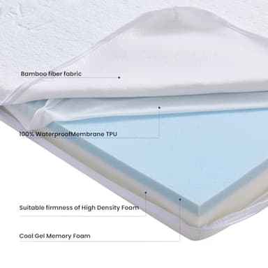 KEAWIS Mini Crib Mattress(38 * 24 * 3),Bamboo Fiber and Microfiber Washable Cover,Dual Firmness Gel Memory Foam Mattress,Waterproof Breathable Soft with Removable Zippered Cover - Image 5