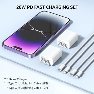 Compatible with iPhone Charger 6/10Ft Fast Charging 2Pack 20W PD Fast Charger Type C Fast Charging Block & Fast Charger Cord Compatible with iPhone 14/13/12/11 Pro/iPad/Pro Max/Plus/XS/XR/SE Charger - Image 7