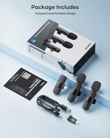 2 Pack Wireless Lavalier Microphone for iPhone iPad and Android Phone, Lapel Mic Plug and Play Wireless Mic Noise Reduction Mini Microphone for Video Recording Interview Podcast Vlog YouTube Tiktok - Image 9
