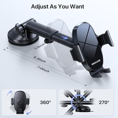 Miracase 3-in-1 Cell Phone Holders for Your Car, Universal Car Phone Holder Mount for Dashboard Air Vent Windshield Compatible with iPhone16 15 14 13 12 11 Pro Max Xs XR X, Galaxy Stripe - Image 4