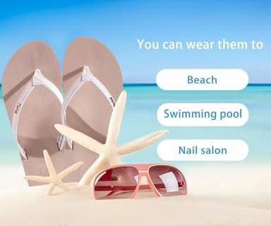 KuaiLu Womens Arch Support Flip Flops Comfortable Yoga Mat Slip on Leather Walking Thong Cushion Sandals Summer Beach Orthotic Slides Travel Essentials Indoor Outdoor Slippers Shoes Beige Size 7 - Image 7