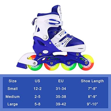 JIFAR Youth Children's Inline Skates for Kids, Adjustable Inlines Skates with Light Up Wheels for Girls Boys, Indoor&Outdoor Ice Skating Equipment Medium Size(2-5 US), Medium-blue - Image 2