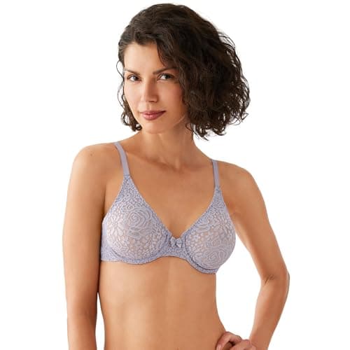 Wacoal Women's Halo Lace Unlined Mid Coverage Underwire Bra, 851205, Twilight Gray, 34G - Image 1