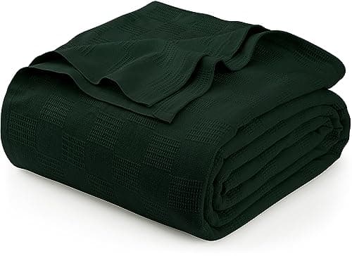 Utopia Bedding Forest Green 100% Cotton Blanket [King Size - 90x108 Inch] 350GSM Lightweight, Soft and Breathable Thermal Blanket for All Seasons - Image 1
