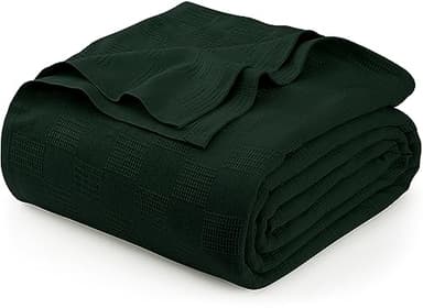 Utopia Bedding Forest Green 100% Cotton Blanket [King Size - 90x108 Inch] 350GSM Lightweight, Soft and Breathable Thermal Blanket for All Seasons - Image 1