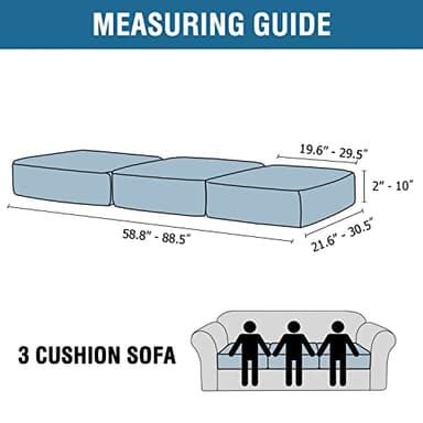 H.VERSAILTEX Velvet Stretch Couch Cushion Cover Plush Cushion Slipcover for Chair Loveseat Sofa Cushion Furniture Protector Seat Cushion Sofa Cover (3 Piece Sofa Cushion Covers, Grey) - Image 2