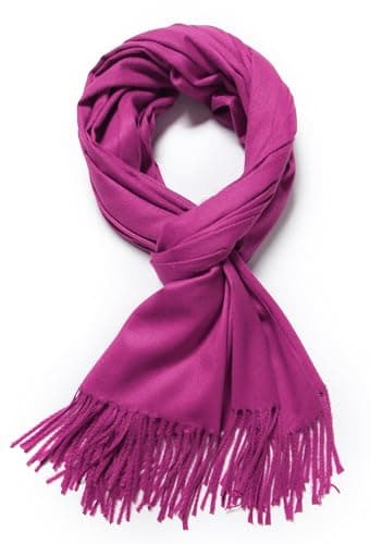 Cindy & Wendy Women's Pashmina Shawl Wrap for Evening Dress Bridesmaid Wedding Bridal Winter Warm Large Soft scarf (Dark Fuchsia) - Image 2