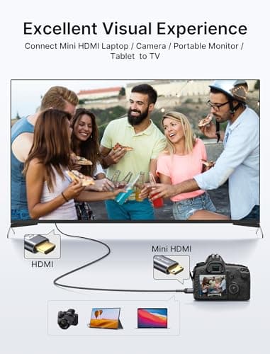 JSAUX Mini HDMI to HDMI Cable 6FT, [Aluminum Shell, Braided] High Speed 4K 60Hz HDMI 2.0 Cord, Compatible with Camera, Camcorder, Tablet and Graphics/Video Card, Laptop, Raspberry Pi Zero W -Grey - Image 6