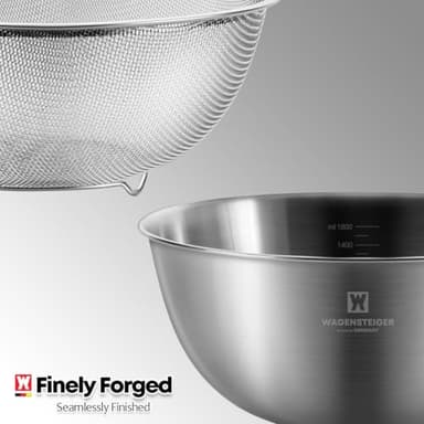 WAGENSTEIGER Stainless Steel Mixing Bowl and 3-Legged Colander Set, Multipurpose Kitchen Basket with Fine Mesh Colander, Salad Mixing Bowl with Strainer, Rinsing Vegetables & Fruits (22cm / 8.66") - Image 9