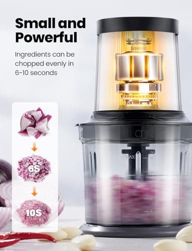 TWOMEOW Food Processor 4 Cup, Electric Food Chopper, 【Small but Powerful】Meat Grinder with 2 Bowls, 2 Speed & 4 Blades for Vegetable, Meat, Nuts, Functions for Chopping, Dicing, Mixing and Puree - Image 4