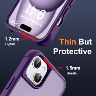 SKYLMW Compatible with iPhone 15 Case with Invisible Magnetic O-Ring Stand Military-Grade Translucent Case for iPhone 15 6.1" [Compatible with Mag-Safe][Great Grip Feeling], Purple - Image 6