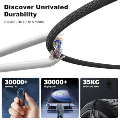 40Gbps Thunderbolt 4 Cable [Intel Certified] 6.6ft USB C to USB C Cable, 240W(5A) Charging Cord, Braided Type C Cable Compatible for Dual 8K/4K Display, USB4, SSD, eGPU, Mac Studio/mini, iphone - Image 6