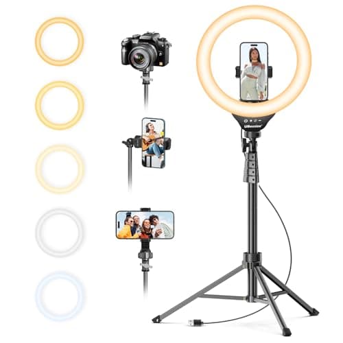 UBeesize 12'' Selfie Ring Light with 62’’ Tripod Stand for Video Recording, Live Streaming(YouTube, Instagram, TIK Tok), Compatible with Phones, Cameras and Webcams - Image 1