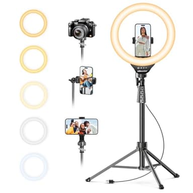 UBeesize 12'' Selfie Ring Light with 62’’ Tripod Stand for Video Recording, Live Streaming(YouTube, Instagram, TIK Tok), Compatible with Phones, Cameras and Webcams - Image 1
