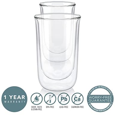 Teabloom Tulip Insulated Glasses for Tea, Coffee and other Beverages - Double Walled Borosilicate Glass Keeps Drinks Hot/Cold, 12 oz (Set of Two) - Image 4