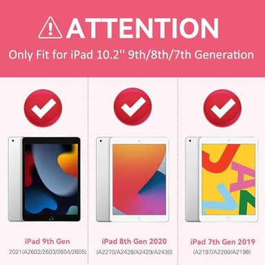 BMOUO Case for iPad 9th 8th 7th Generation (iPad 10.2 inch, 2021/2020/2019), Shockproof Protective iPad 10.2 Case with Built-in Stand/Pencil Holder, Pink - Image 2