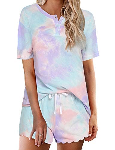 Ekouaer Tie Dye Pajamas Set Womens Loungewear Sleepwear 2 Piece PJ Sets - Image 1