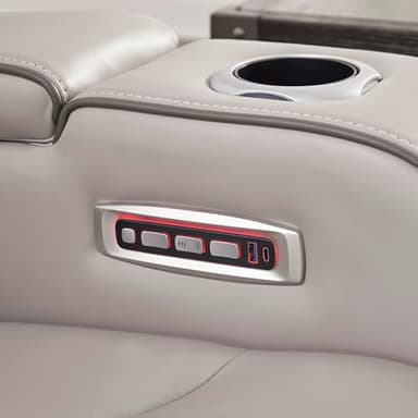 Signature Design by Ashley Boyington Contemporary Leather Match Power Reclining Sofa with USB Charging Ports, LED Lights and Adjustable Headrest, Light Gray - Image 20
