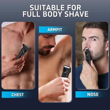 Beatslm Body Trimmer for Men, Groin & Body Hair Trimmer, Ball Foil Shaver, Nose Hair Clippers, 3 in 1 Men's Waterproof Wet/Dry Groomer with Travel Case &Travel Lock, LED Display, Black - Image 3