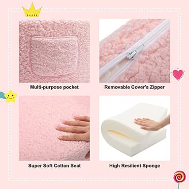 ALIMORDEN 2-in-1 Flip Out Cuddly Sherpa Toddler Couch Convertible Sofa to Lounger, Pink - Image 5