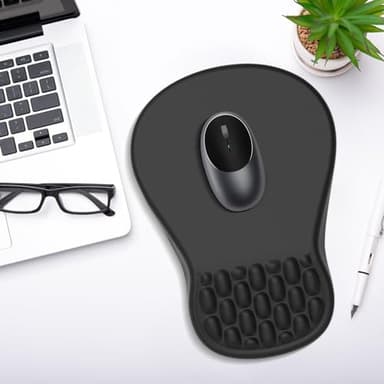 YIWEI Ergonomic Mouse Pad with Wrist Rest Support, Mousepad with Comfortable Memory Foam Wrist Rest and Non-Slip PU Base for Pain Relief, Computer, Laptop, Office, Home (Black) - Image 7