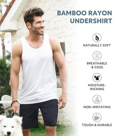 DAVID ARCHY Men's Tank Top Bamboo Rayon Undershirts Tank Shirt Moisture-Wicking A-Shirt for Men, 3-Pack (M, White) - Image 3