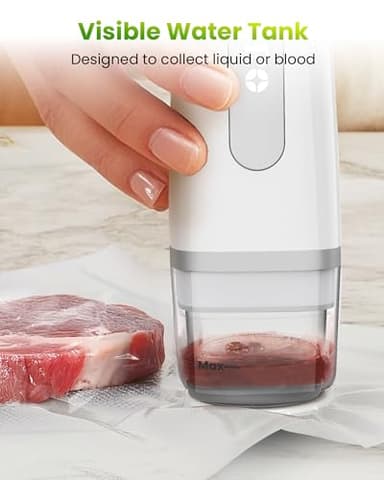 FEPPO Vacuum Sealer for Food with Visible Water Tank, Handheld Saver Compact Vacuum Sealer Machine with 30 Reusable Bags for 6X Preservation & Fresh, White - Image 2