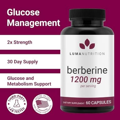 Luma Nutrition Berberine Supplement - Berberine HCL 1200mg Per Serving - Vegan, Gluten Free, Non-GMO - 60 Capsules - Image 2