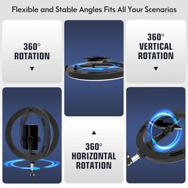 Overhead Camera Mount with Ring Light Phone Holder,10" LED Ring Light for Desk with Stand and Remote for iPhone,Phone Tripod with Light for Video Recording TikTok Live Stream Cooking Kitchen Vlogging - Image 6