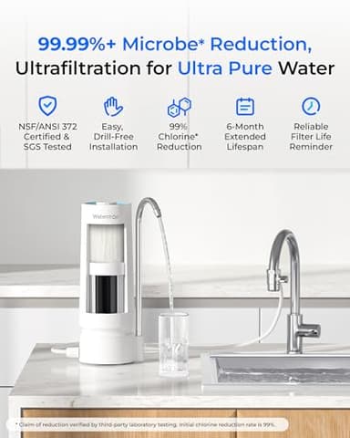 [Ultra Filtration] Waterdrop Water Filter for Sink Faucet, 4000 Gallons Countertop Water Filter System, Filter Life Reminder, 0.01μm Ultra-Filtration System, Reduces 99% Chlorine, WD-CTF-07 (1 Filter) - Image 3