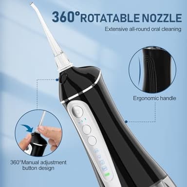 Water Dental flosser for Teeth Cleaning - Rechargeable Cordless Oral Irrigator 4 Modes 6 Tips IPX 7 Waterproof Portable Teeth Cleaner Pick for Home Trave - Image 7
