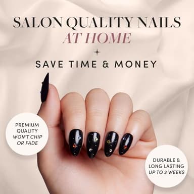 Glamnetic Press On Nails - Winter Comet | Glossy, Opaque, Short Almond Nails, Salon Quality | 15 Sizes - 30 Nail Kit with Glue - Image 2