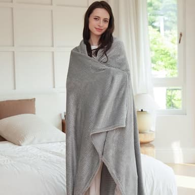 DaysU Throw Blanket for Couch Sofa Bed, Decorative Reversible Diamond Jacquard Fleece Blankets Fuzzy Soft Cozy Warm Micro Flannel Couch Blanket, Grey, Throw(50"x60") - Image 7