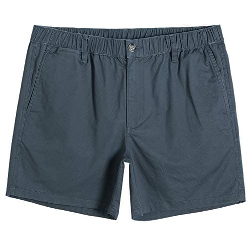 maamgic Men's Classic-fit 5.5" Cotton Casual Shorts Elastic Waistband with Multi-Pocket Daily Wear Walking Summer Outfit Cyan Grey 31 - Image 1
