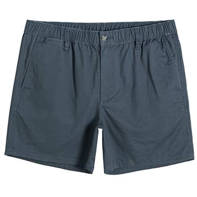 maamgic Men's Classic-fit 5.5" Cotton Casual Shorts Elastic Waistband with Multi-Pocket Daily Wear Walking Summer Outfit Cyan Grey 31 - Image 1
