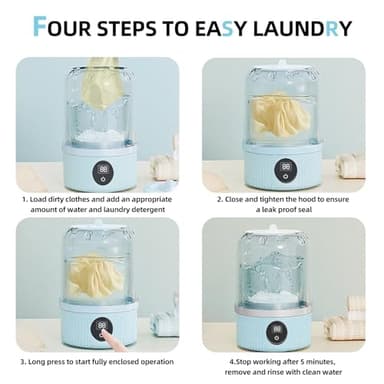 Portable Mini Washing Machine, 1L underwear washer with Digital Timer Display for underwear, socks, saliva towels, suitable for apartments, hotels, and travel and Fathers Day (Blue) - Image 7