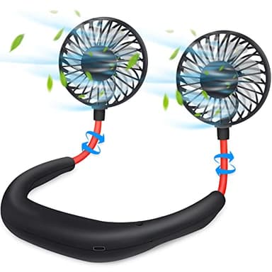 Portable Neck Fan 2500 mAh Rechargeable USB Hands-Free Mini Face Cooling Personal Double Headed Rotatable Small Fan for Working Office Reading Traveling Outdoor Sport - Image 1
