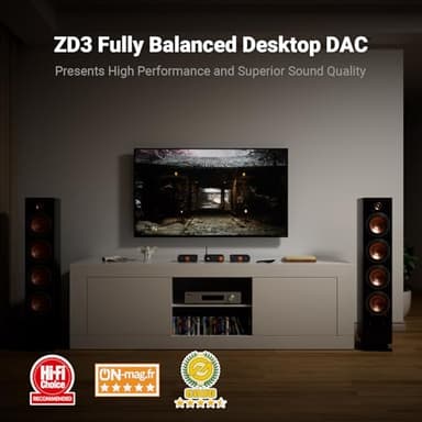 Fosi Audio ZD3 Desktop DAC Preamp, Fully Balanced Digital to Analog Audio Converter with ES9039Q2M for Home Stereo Amplifier, Bluetooth/USB/Optical/Coax/TV HDMI ARC Input, XLR/RCA Output with Remote - Image 2