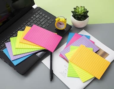 (12 Pack) Lined Sticky Notes 4x6 in Ruled Stickies Super Sticking Power Memo Pads Bright Colors - Image 2