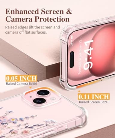 GVIEWIN for iPhone 15 Plus Case, [3 in 1] with Screen Protector & Camera Lens Protector, Clear Soft Shockproof Slim Fit Floral Phone Cover for Women Girls 2023 6.7" (Floratopia/Colorful) - Image 5