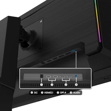 CRUA 27” 540Hz Gaming Monitor, IPS FHD(1920x1080P), AMD FreeSync, 120% sRGB, Height/Pivot/Rotating/Tilt Adjustable Vertical Monitor, HDMI 2.1 + DP 1.4, Wall Mount Install-Black - Image 4