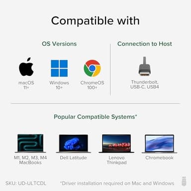 Plugable USB-C Triple Monitor Docking Station: 13-in-1 Laptop Dock with 100W Charging for Mac (DisplayLink Driver Required), Windows, Chrome, 3 HDMI, Gigabit Ethernet, SD, USB-C 20W, 4 USB - UD-ULTCDL - Image 6