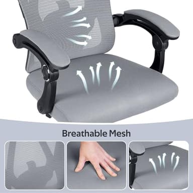 Ergonomic Office Chair: Office Computer Desk Chair with High Back Mesh and Adjustable Lumbar Support Rolling Work Swivel Task Chairs with Wheel 3D Armrests and Headrest - Image 5