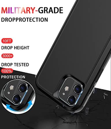 Diverbox for iPhone 11 Case [Shockproof] [Dropproof] [Tempered Glass Screen Protector],Heavy Duty Protection Phone Case Cover for Apple iPhone 11 (Black-3in1) - Image 2